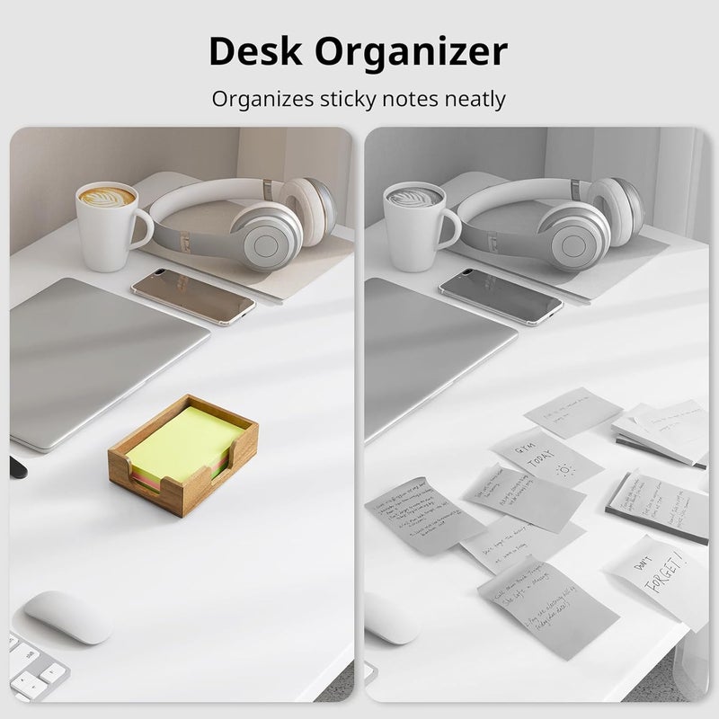 CMLKLZD Acacia Wood Sticky Note Holder, 4x6 Inch Notepad Holder Dispenser with Dual Openings, Sticky Note Dispenser Memo Holder Case for Desk Office School Supplies - Image 5